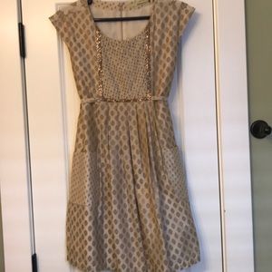 Anthropologie Pankaj Ahuja Gold Shift Dress